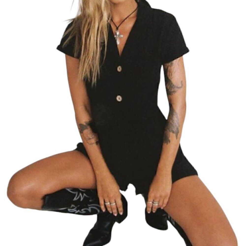 Princess Polly Short Sleeve Black Ashens Romper Size 2